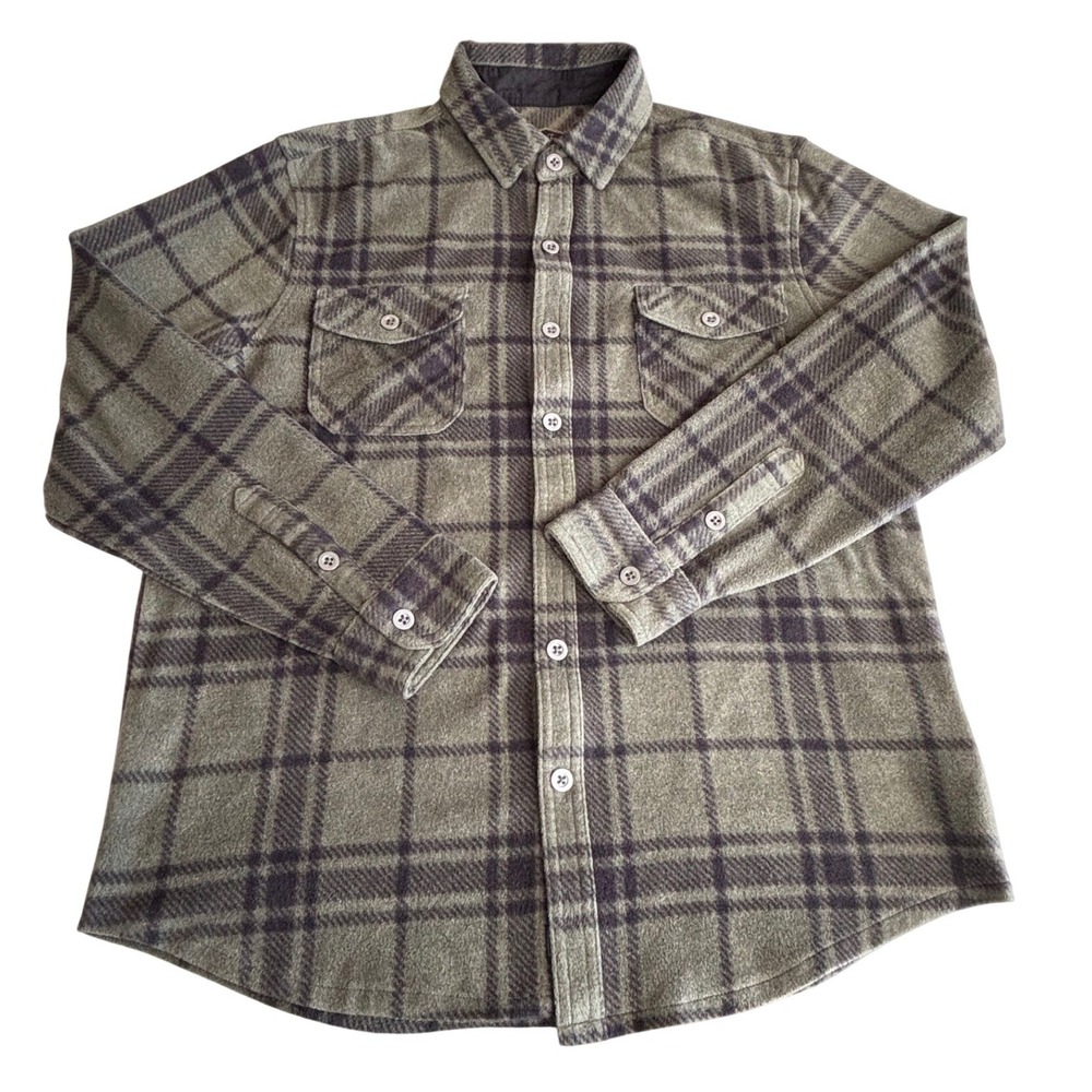 Freedom Foundry Mens Fleece Shirt‎ Jacket Green Plaid Medium Gorpcore